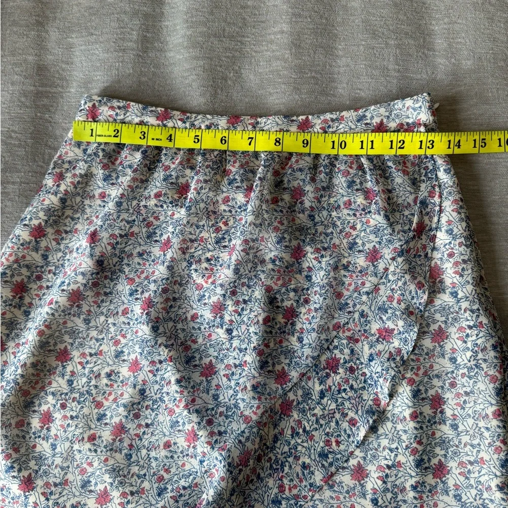 Madewell Floral Ruffle Wrap Skirt Size 0 Blue Red Mini Boho Cottagecore
